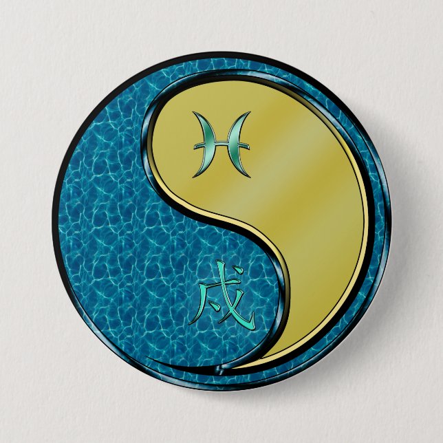 Pisces & Metal Dog Button (Front)