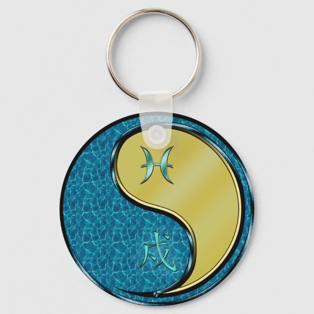 Pisces & Metal Dog Keychain (Front)