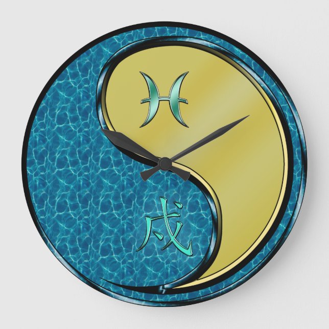 Pisces & Metal Dog Large Clock (Front)