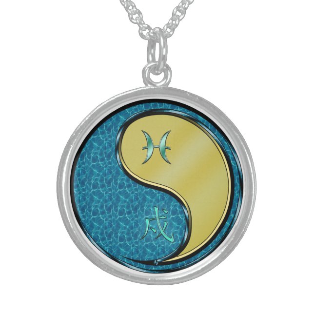 Pisces & Metal Dog Sterling Silver Necklace (Front)