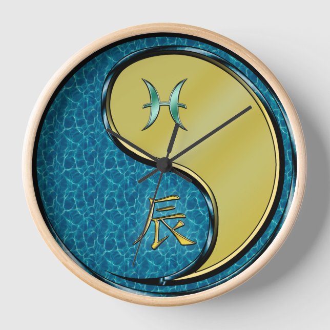Pisces & Metal Dragon Clock (Front)