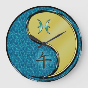 Pisces & Metal Horse Large Clock