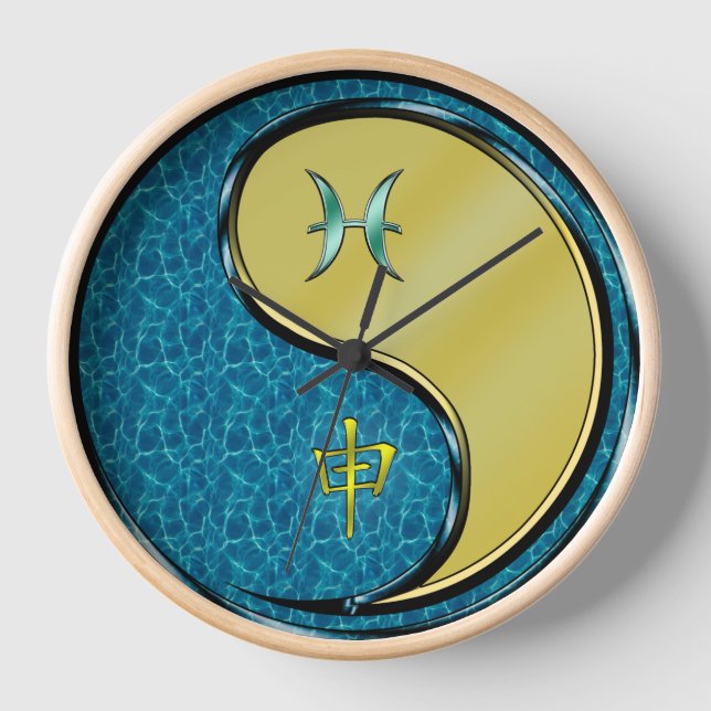Pisces & Metal Monkey Clock (Front)