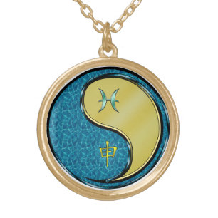 Pisces & Metal Monkey Gold Plated Necklace