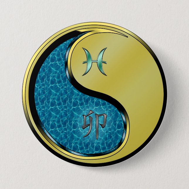 Pisces & Metal Rabbit Button (Front)