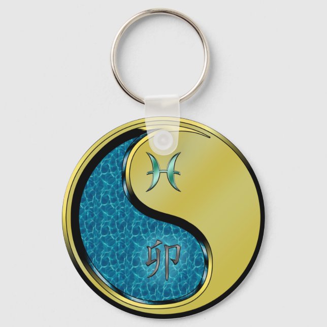 Pisces & Metal Rabbit Keychain (Front)