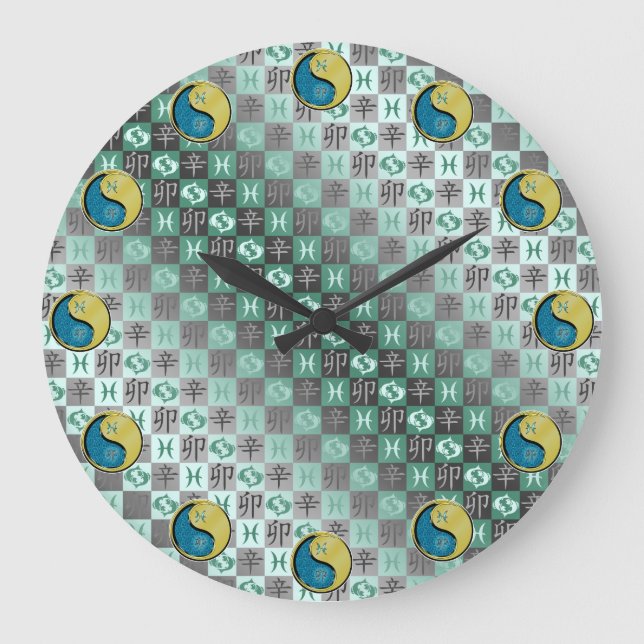 Pisces & Metal Rabbit Large Clock (Front)