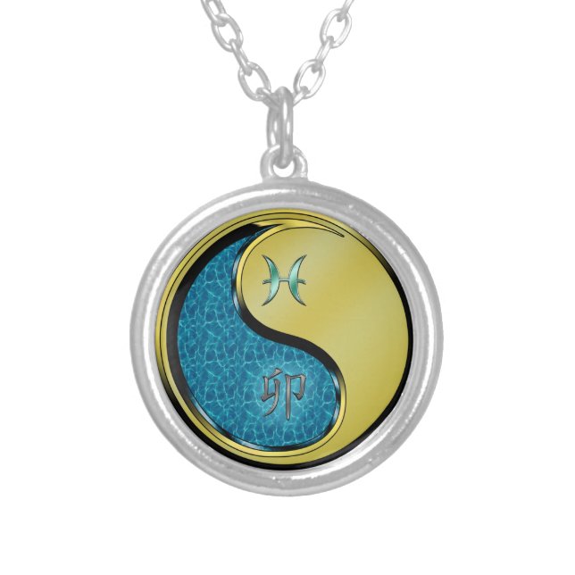 Pisces & Metal Rabbit Silver Plated Necklace (Front)