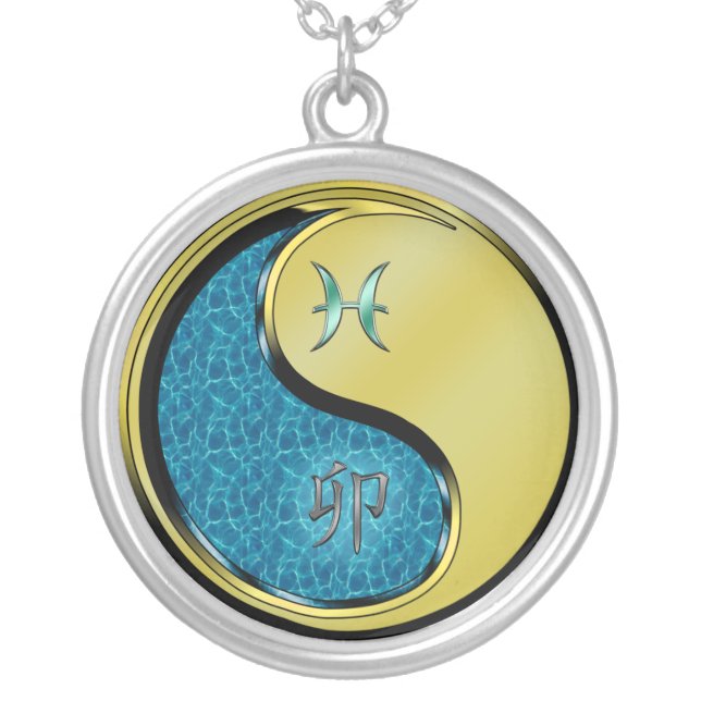 Pisces & Metal Rabbit Silver Plated Necklace (Front)