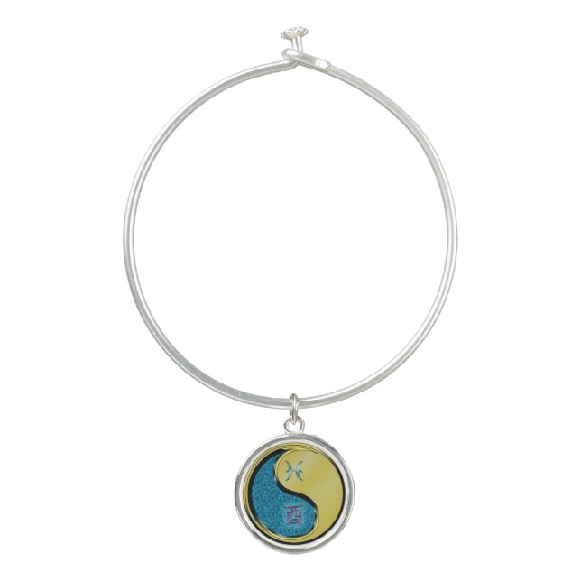 Pisces & Metal Rooster Bangle Bracelet (Front)
