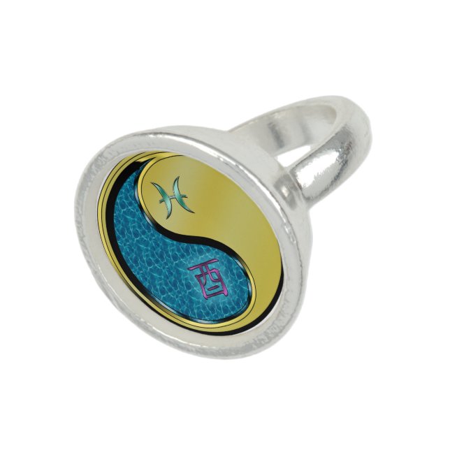 Pisces & Metal Rooster Ring (Top)