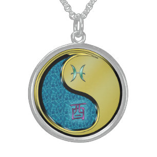 Pisces & Metal Rooster Sterling Silver Necklace