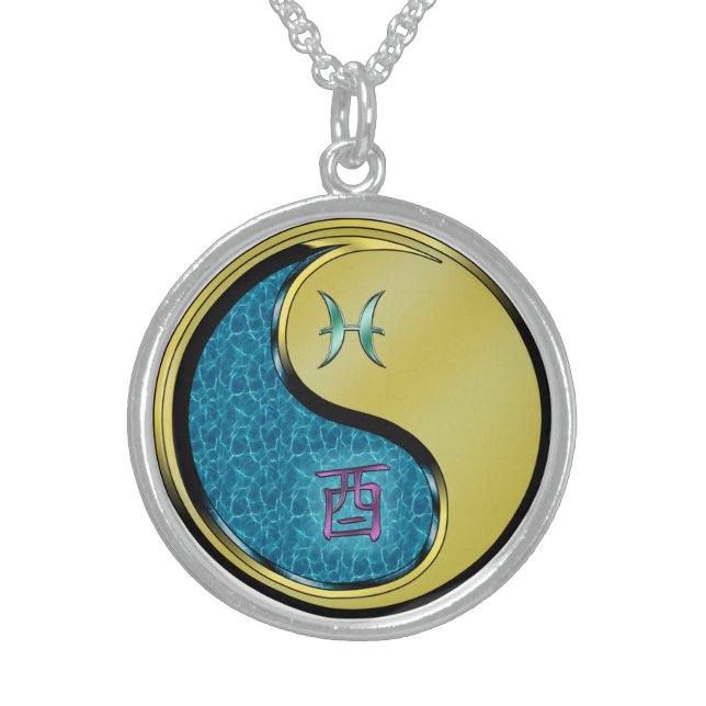 Pisces & Metal Rooster Sterling Silver Necklace (Front)