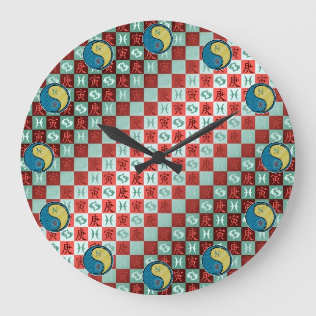 Pisces & Metal Tiger Large Clock (Front)