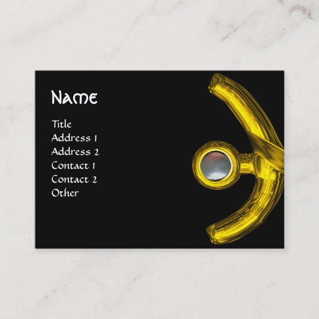 PISCES MONOGRAM, Pearl black yellow pink grey Business Card (Front)