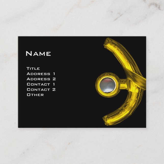 PISCES MONOGRAM, Pearl black yellow pink grey Business Card (Front)