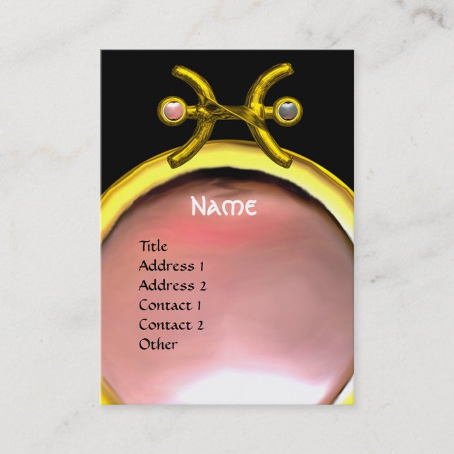 PISCES MONOGRAM, Pearl black yellow pink grey Business Card (Front)