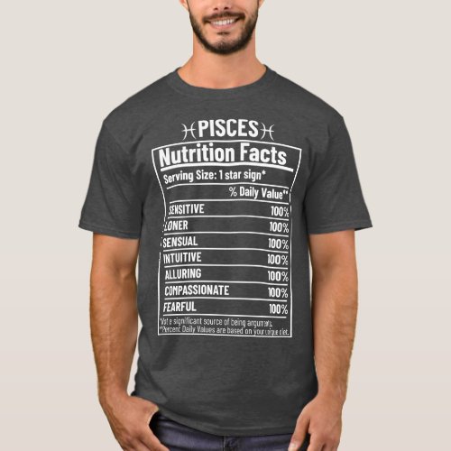 Pisces Nutrition Facts Label T_Shirt