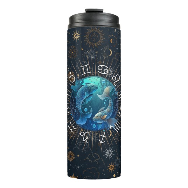 Pisces Paradise - The Celestial Swimmers Thermal Tumbler (Front)
