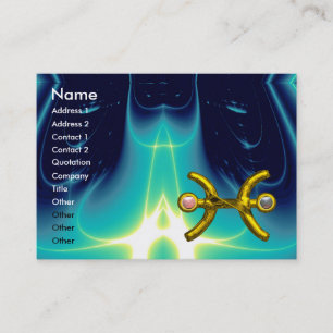 PISCES ,pearl,  bright vibrant  blue turquase pink Business Card
