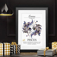 Pisces Personalized Elegant Zodiac Watercolor