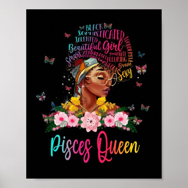 Pisces Queen Black Women Persistent Beautiful Poster (Front)