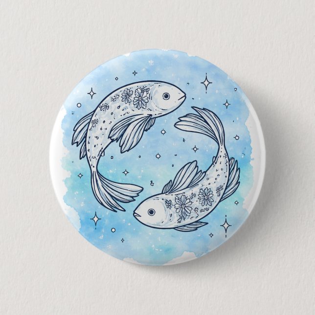 Pisces Sign Button (Front)