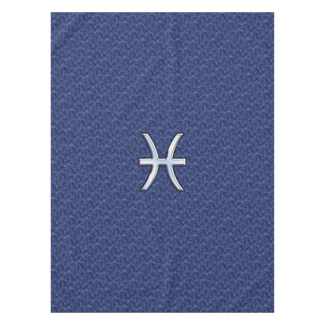 Pisces Sign Navy Blue Digital Camouflage Tablecloth (Front)