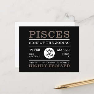 Pisces Sign of the Zodiac, Astrological Postcard