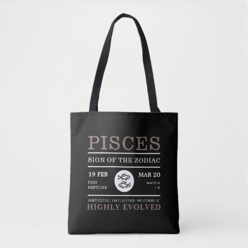 Pisces Sign of the Zodiac Astrological Tote Bag