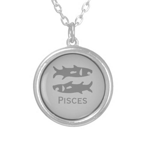 Pisces Sign of the Zodiac design Silver Plated Necklace