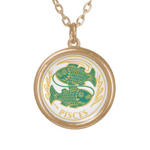 Pisces Sign of the Zodiac on a Gold Plated Necklace