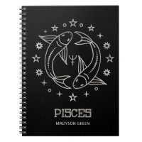 Pisces Silver Zodiac Sign Personalized Notebook