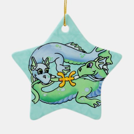 Pisces Star Ornament Cute Baby Dragon Zodiac