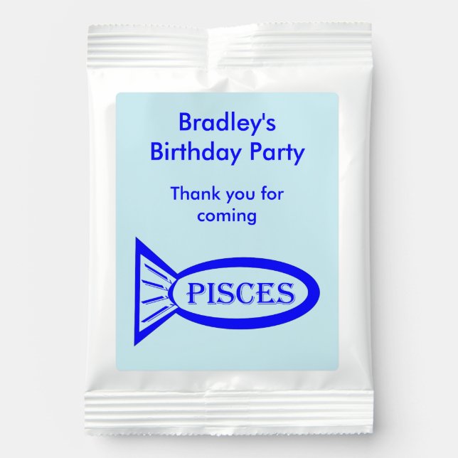 Pisces Star Sign Fish Custom Birthday Party Lemonade Drink Mix (Front)