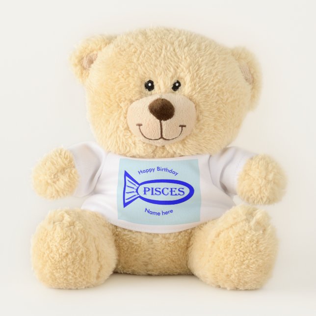 Pisces Star Sign Fish Custom Teddy Bear (Front)