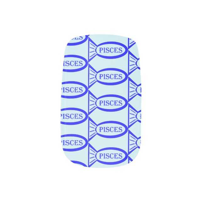 Pisces Star Sign Fish False Nails Minx Nail Art (Right Thumb)