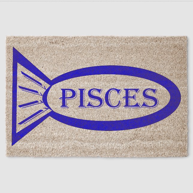 Pisces Star Sign Fish Fiber Doormat (Front)