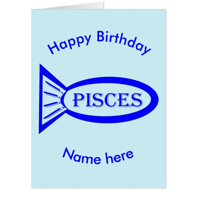 Pisces Star Sign Fish Huge Custom Card (Front)