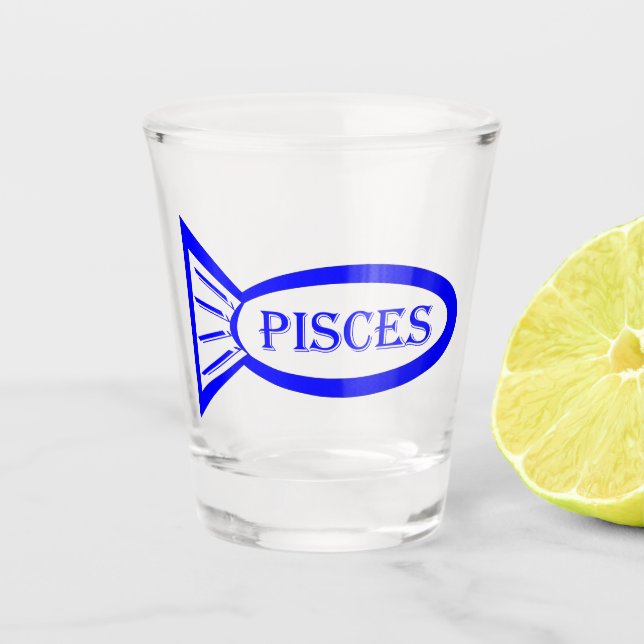 Pisces Star Sign Fish Shot Glass (Front)