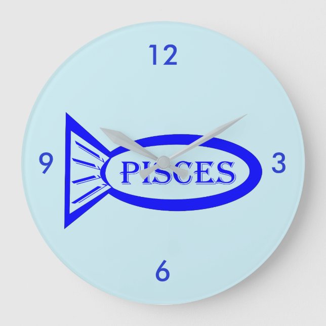 Pisces Star Sign Fish Wall Clock (Front)