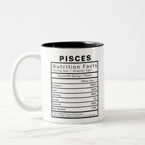 Pisces Star Sign Nutrition Facts Statistics Two_Tone Coffee Mug