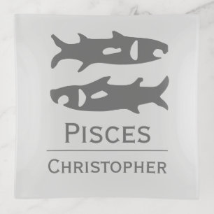Pisces Star Sign of the Zodiac Design Trinket Tray