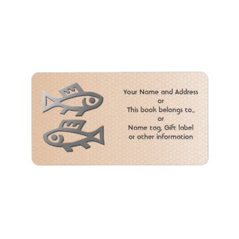 Pisces Star Sign Silver Fish Name Tag Gift Tag by zodiac_shop at Zazzle