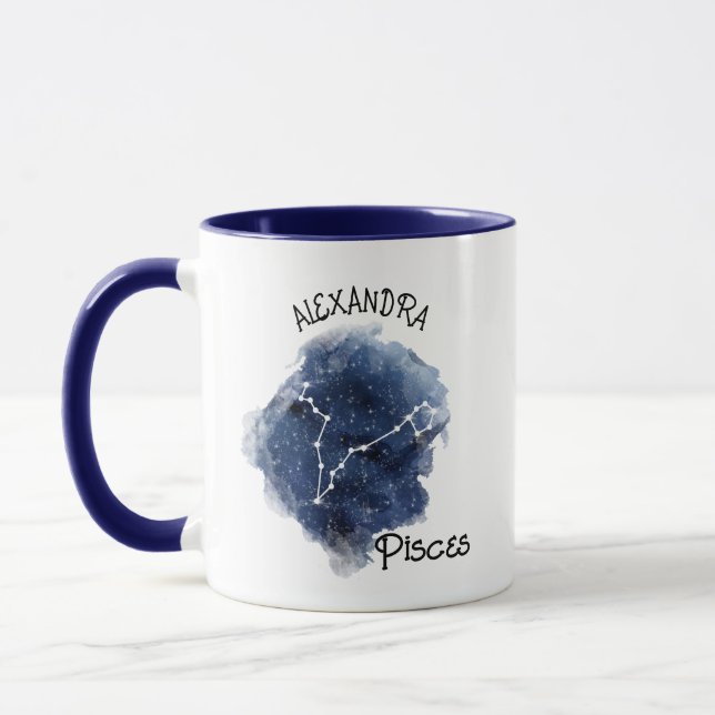 Pisces Starry Night Constellation Custom Name  Mug (Left)