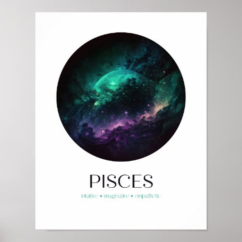 Pisces Starry Sky Zodiac Poster