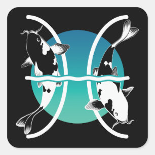 Pisces Symbol - Astrological Zodiac Sign Square Sticker