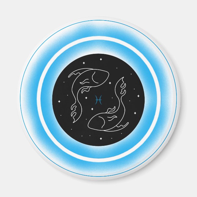 Pisces Symbol – Minimal Astrology Emblem Magnet (Front)