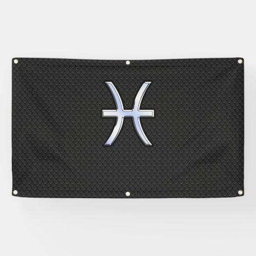 Pisces Symbol on Black Snake Skin style Banner