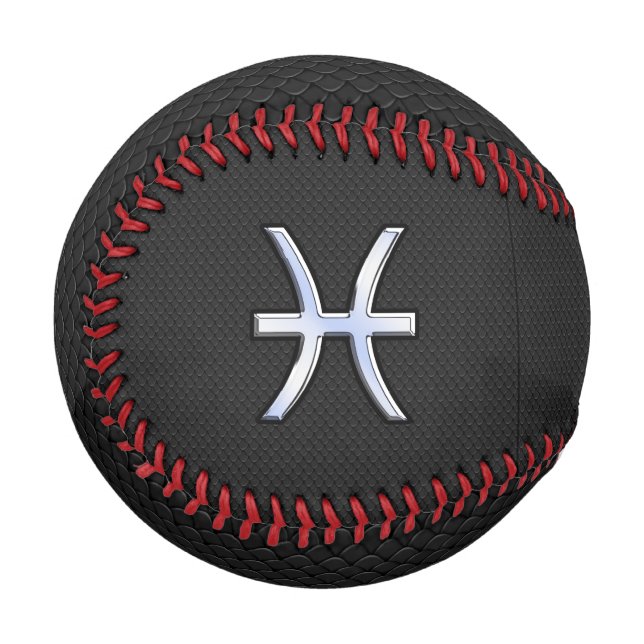 Pisces Symbol on Black Snake Skin style Baseball (Front Left)
